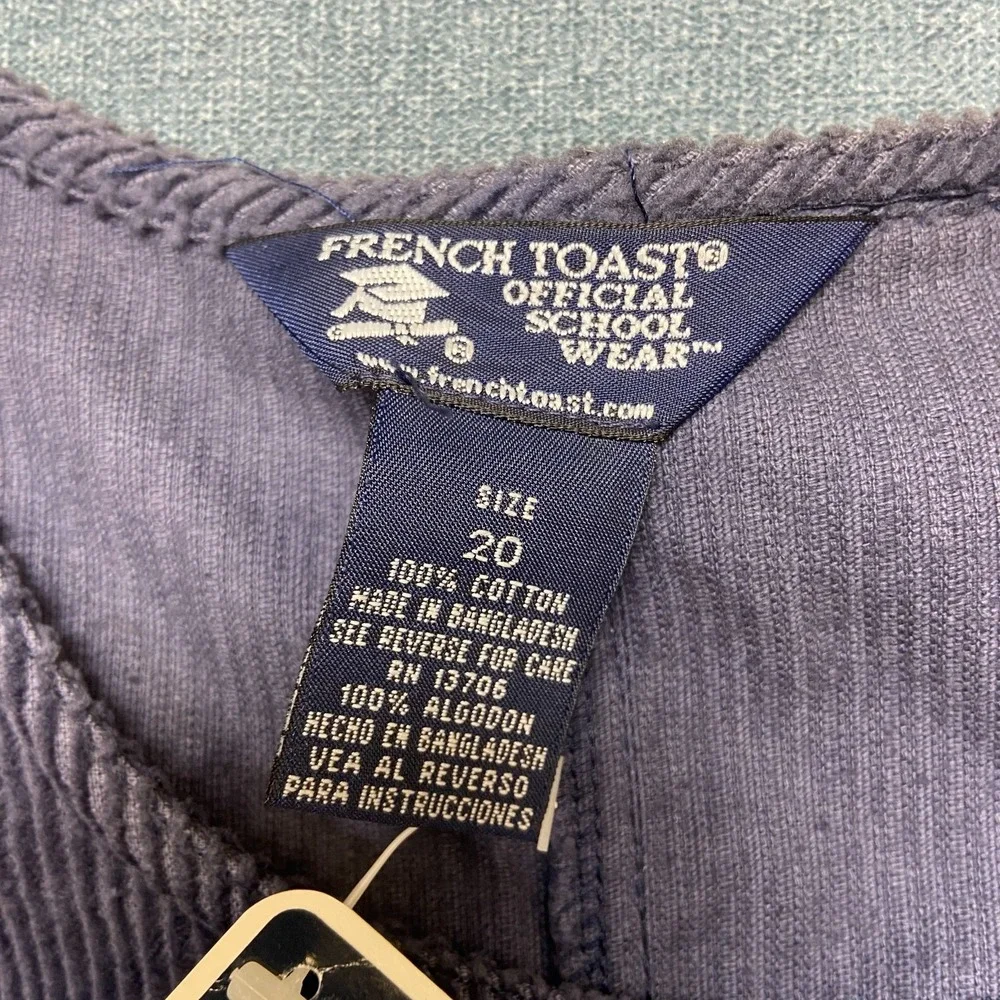 VTG French Toast School Wear Corduroy Jumper Dress Girls 20 Navy Blue Pockets